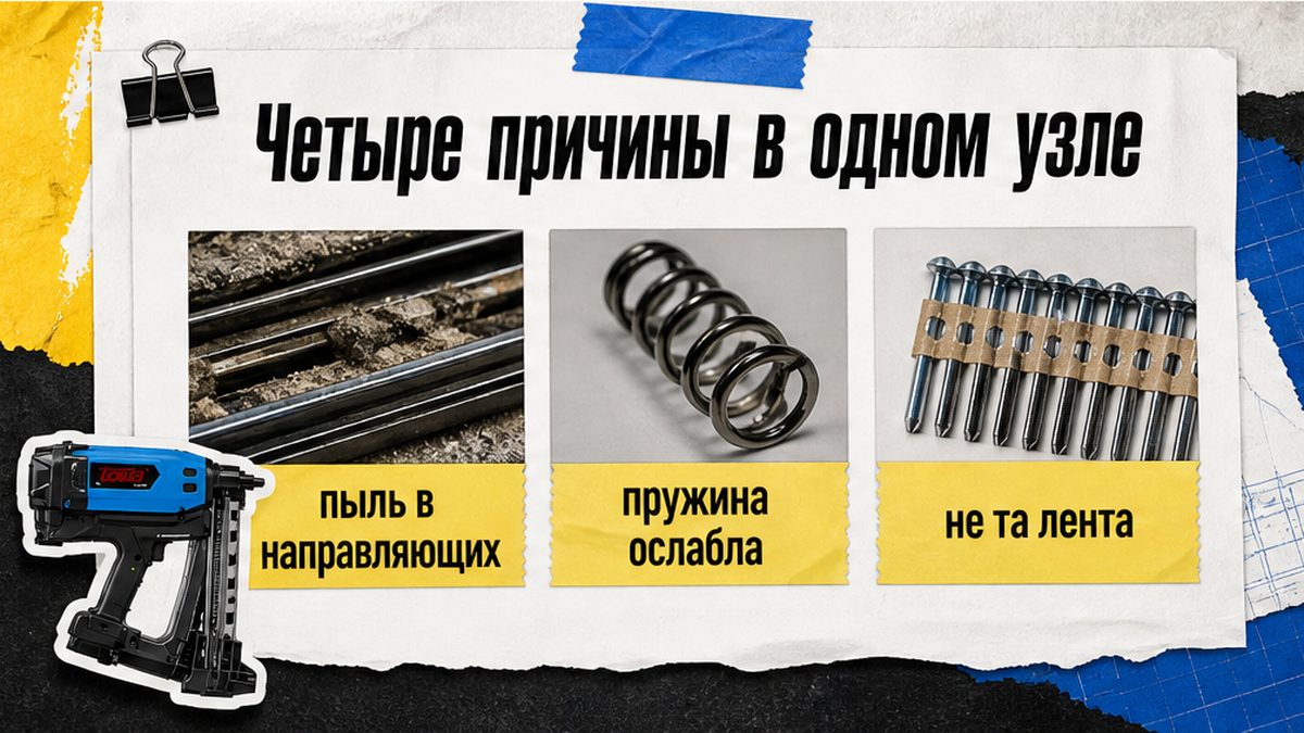 Четыре причины поломки магазина: пыль, пружина, не та лента