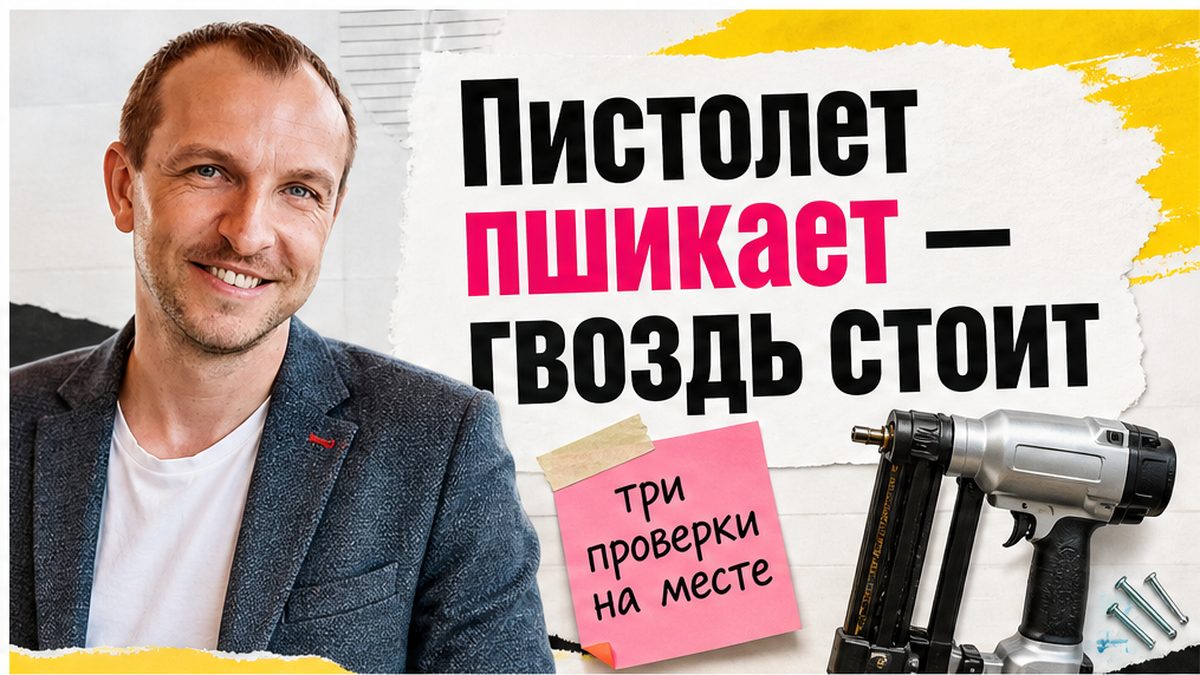 Иллюстрация: газовый монтажный пистолет пшикает, а гвоздь не идёт