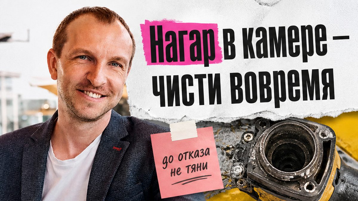Иллюстрация: нагар в камере газового монтажного пистолета — чисти вовремя