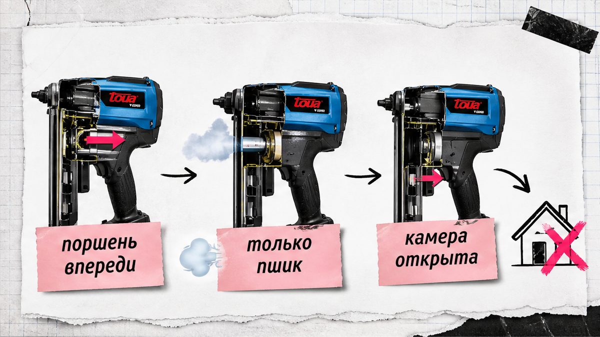Схема признаков: поршень впереди, пшик и открытая камера