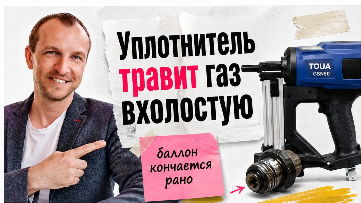 Иллюстрация: уплотнитель клапана монтажного пистолета травит газ вхолостую