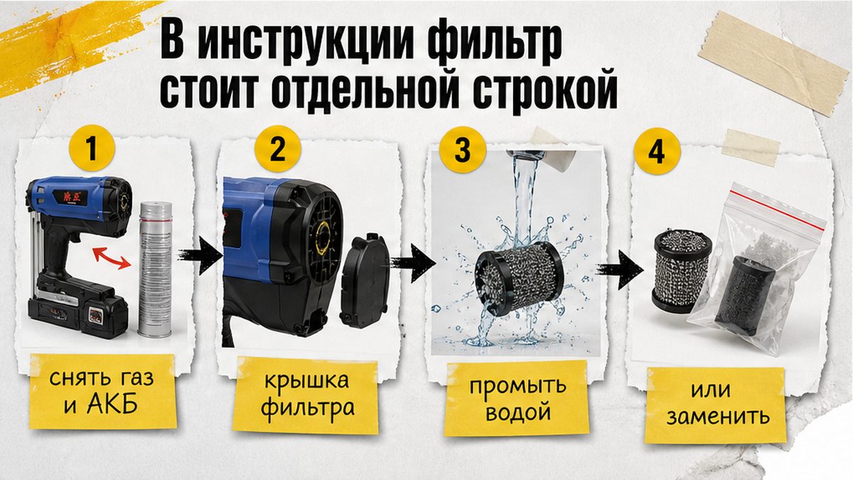 Схема: промыть или заменить воздушный фильтр по инструкции