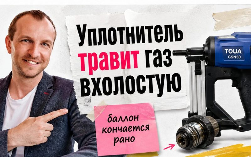 Иллюстрация: уплотнитель клапана монтажного пистолета травит газ вхолостую